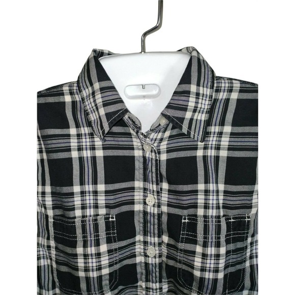 Lauren Ralph Lauren Black/White Plaid Button Up Roll Tab Shirt Size XS - Picture 4 of 8